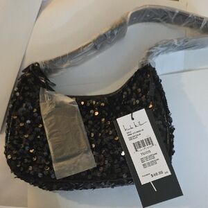 Nicole Miller Black Sequin Shoulder Bag